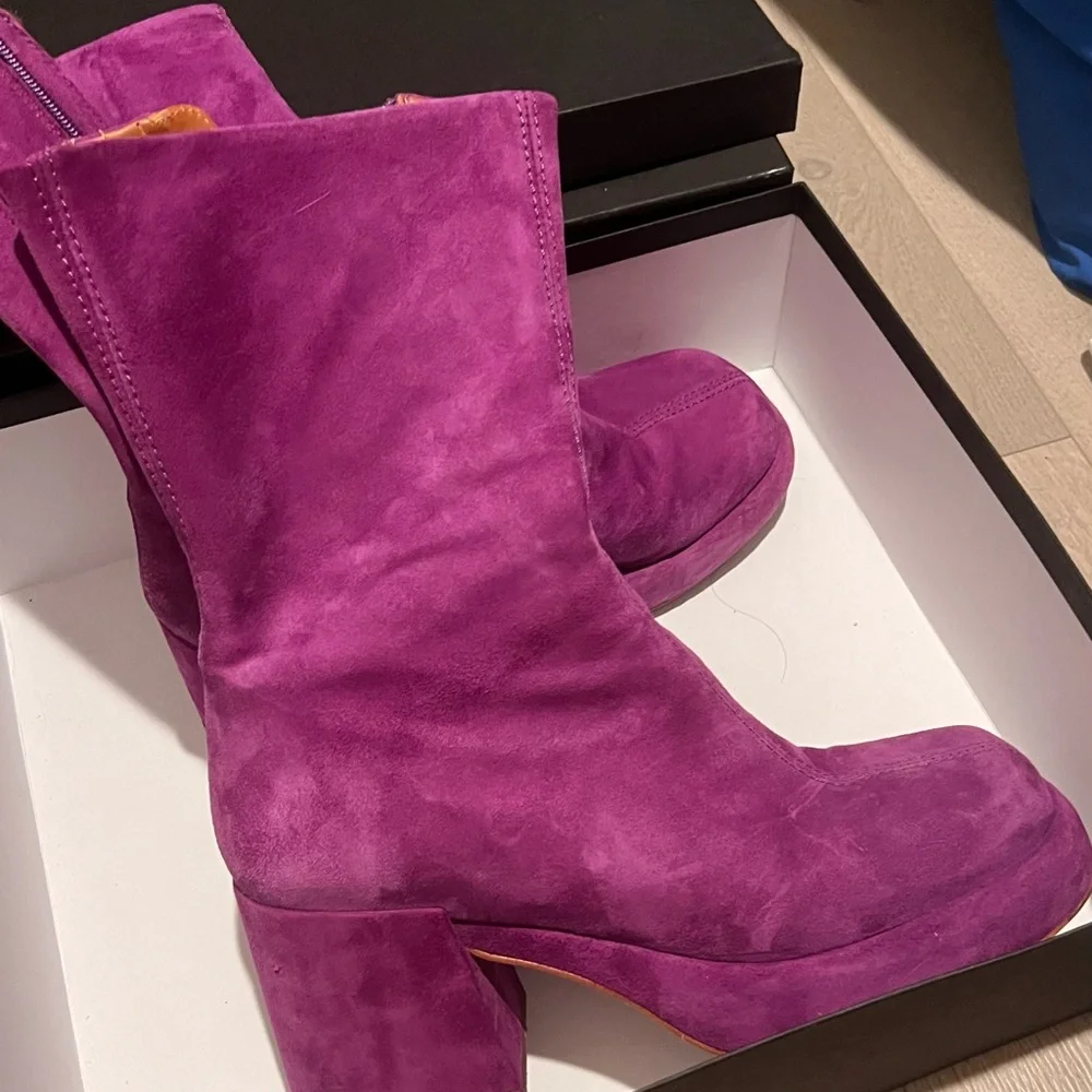 E8 by Miista Chic Purple Suede Platform Ankle Boots Size 40 - Picture 2 of 6